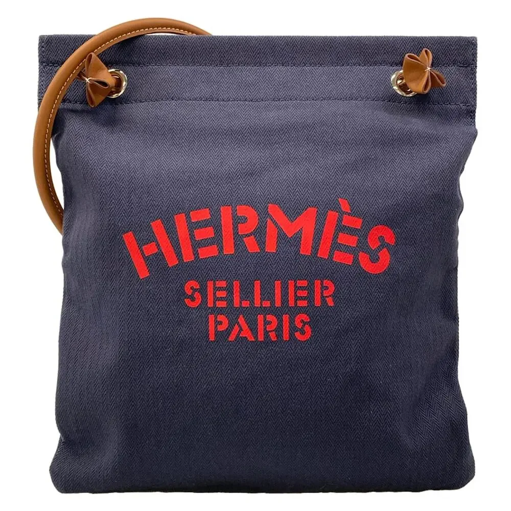 Hermès Aline MM Shoulder Bag H068487CKAC Blue Indigo Gold Toile chevron Veau